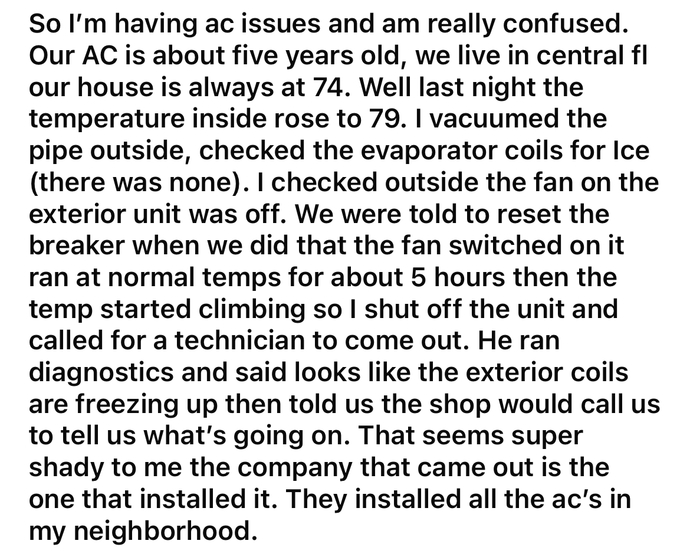 Ac issues super confused?
