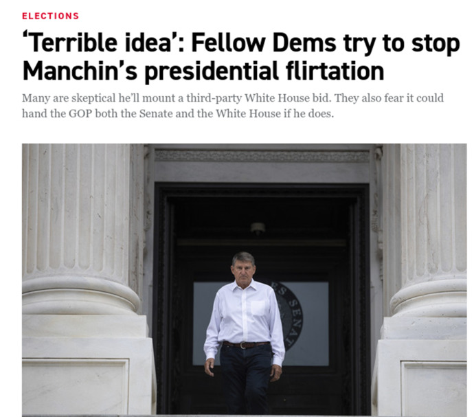 If Joe Manchin runs as a third party candidate, would you vote for him?