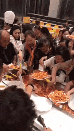What do you go to first at the Asian Buffet?