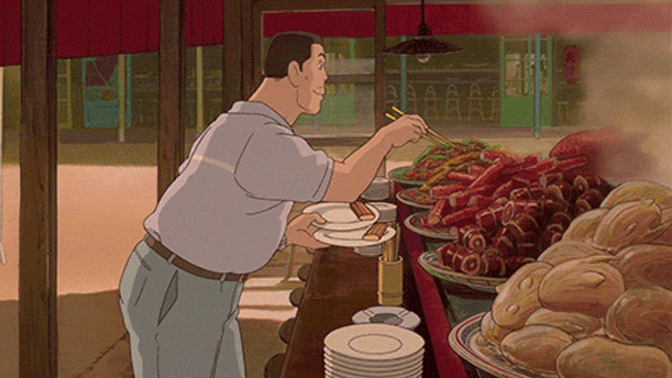 What do you go to first at the Asian Buffet?