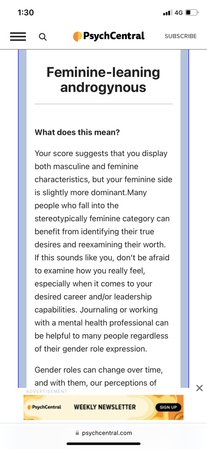 What did you get on this masculine/feminine quiz? GirlsAskGuys