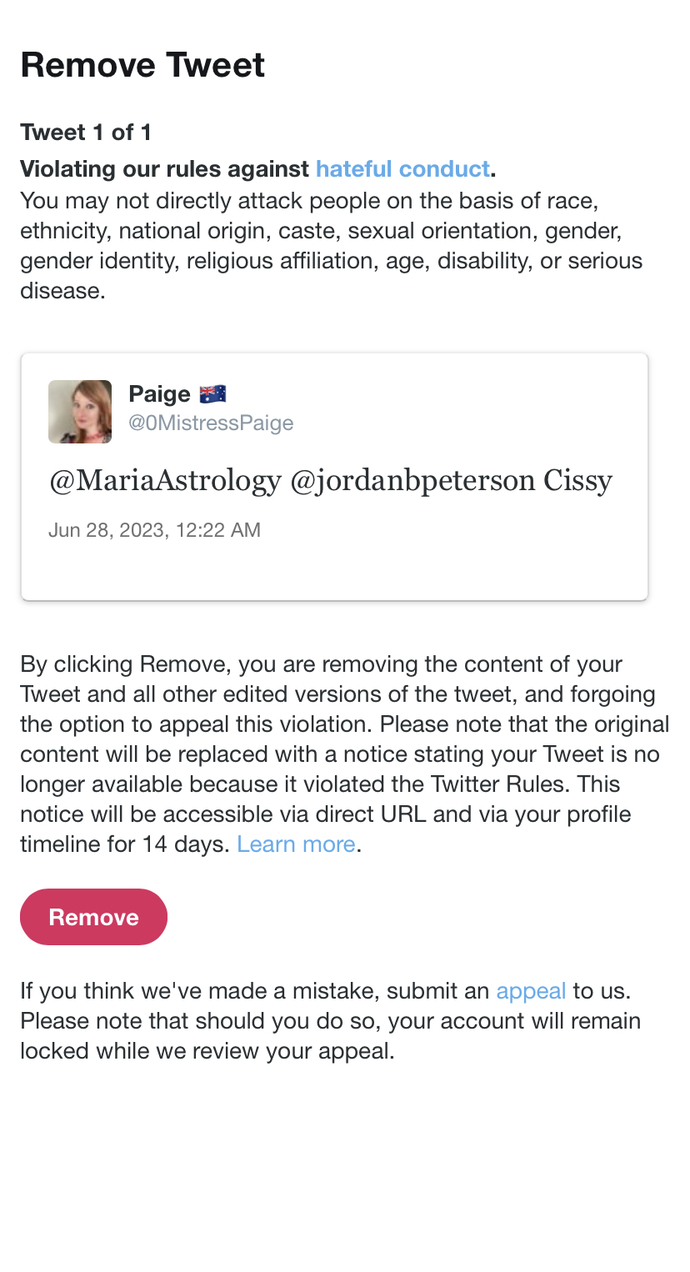 Cissy is apparently hate speech on Twitter?