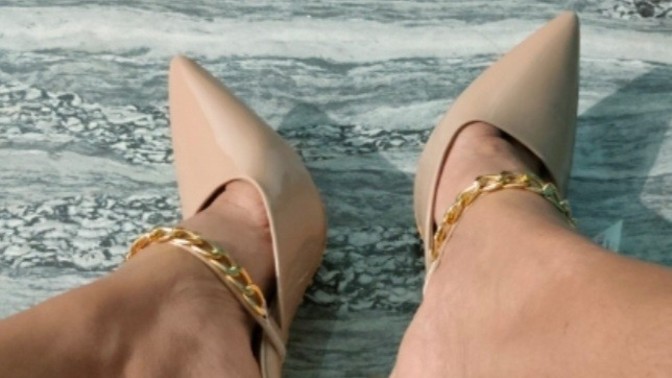 White heels or Nude heels?
