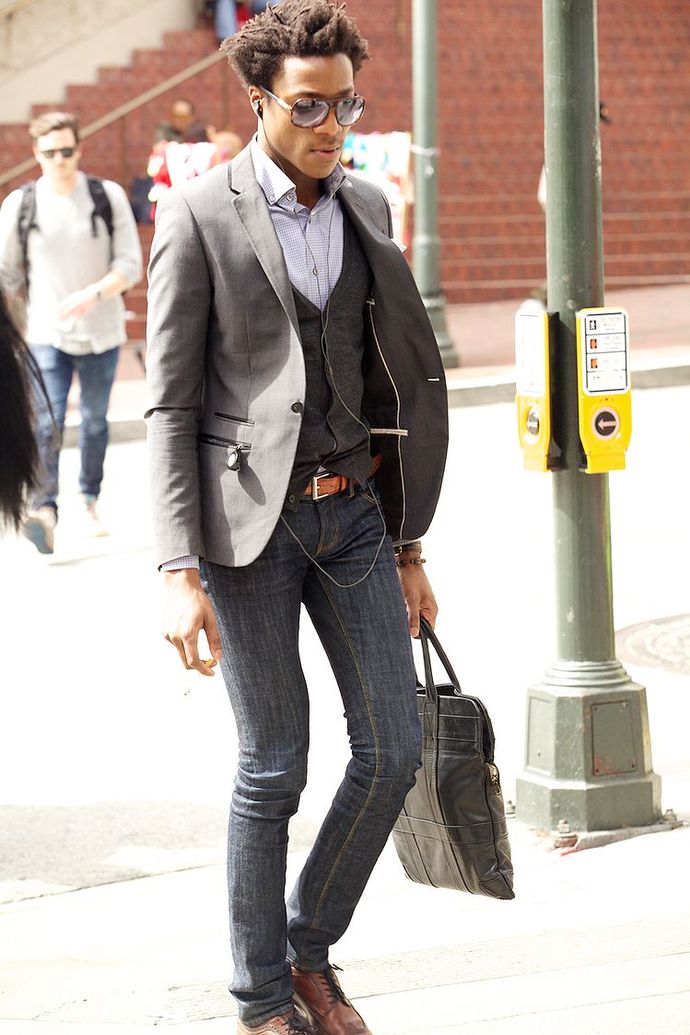This guy would be gorgeous. He has great style. Except those jeans are too skin tight.