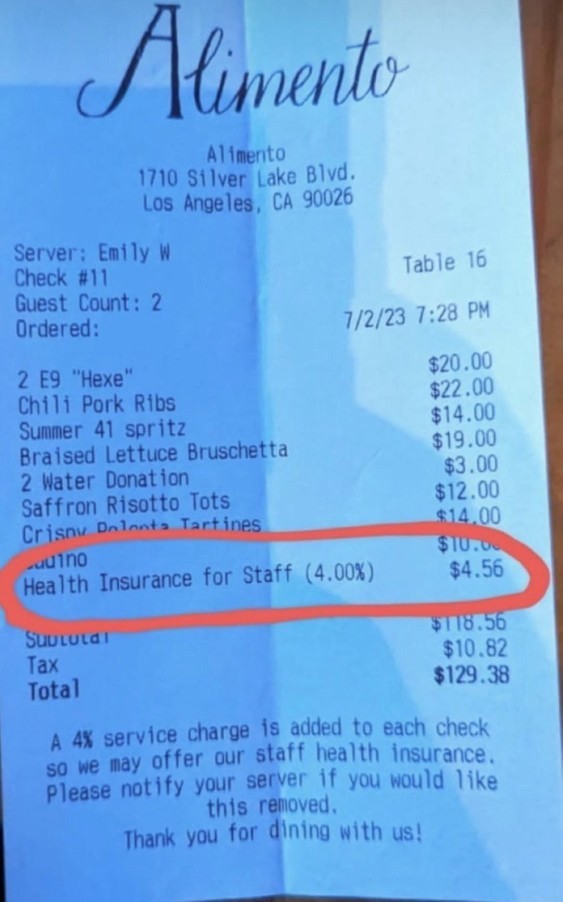 What would you do if this showed up on your bill after eating at a restaurant?