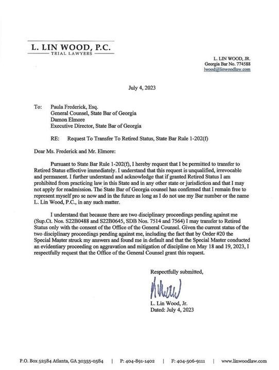 Do you think Lin Wood, who once said Trump could enact martial law to stay in power in 2020, should be allowed to retire rather than be disbarred?