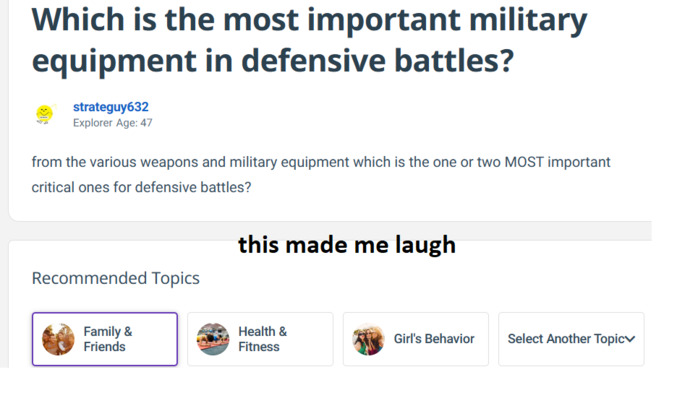 Which is the most important military equipment in defensive battles?