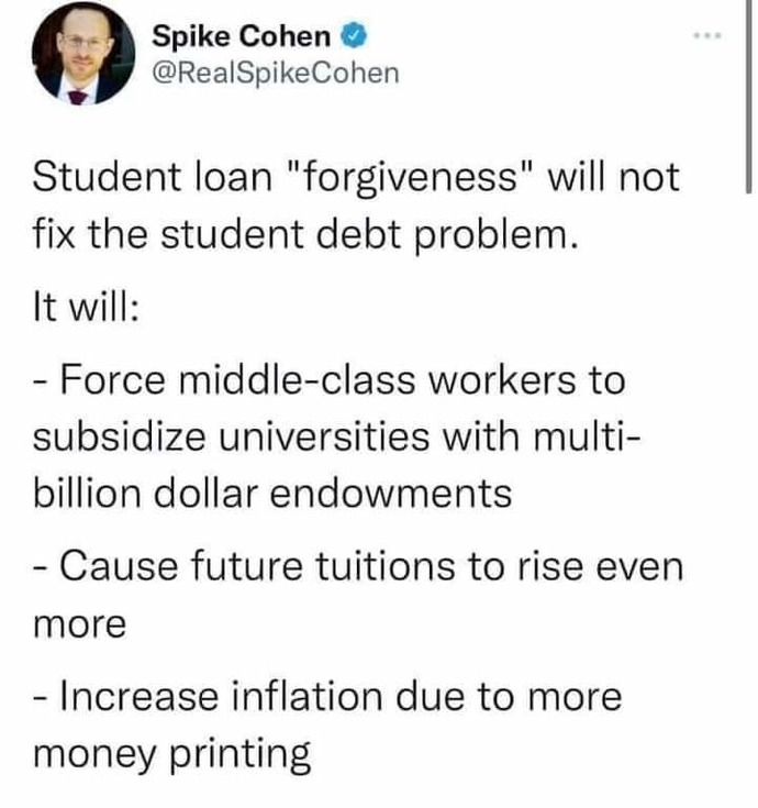 College loans, Reparations…Why do right wingers keep saying “we’ll be out more money”?