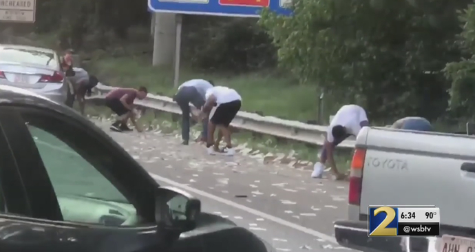 An Armored Truck Spilled Cash All Over The Highway & What Would You Do If You Were On That Highway?