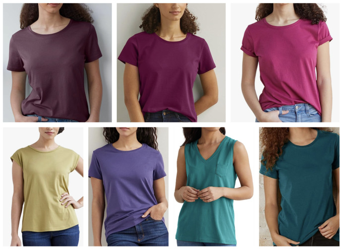 Which tee colors would suit best someone with olive skin and hazel eyes?