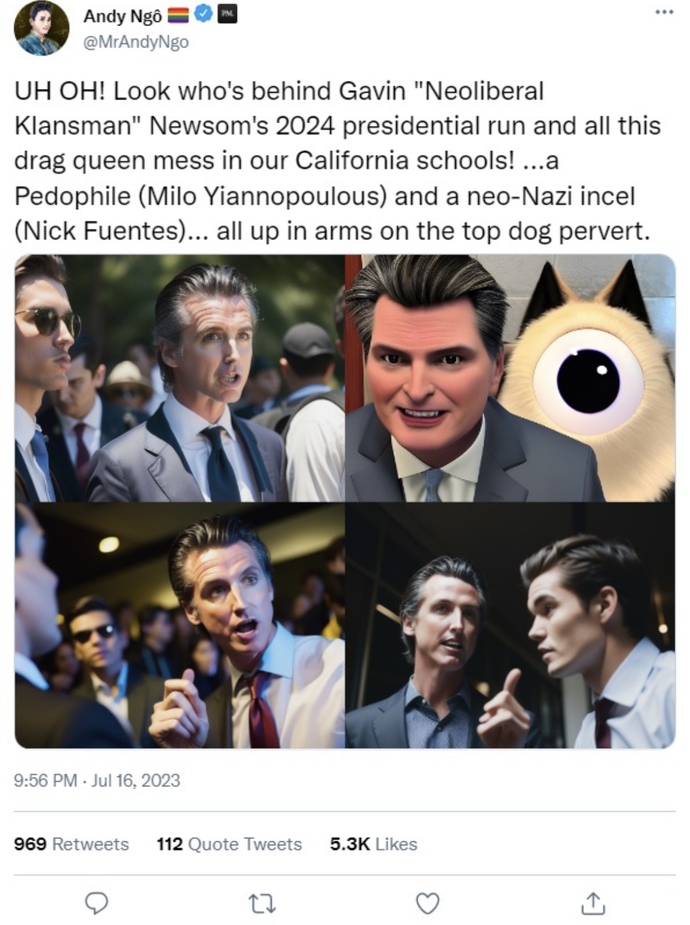 What do you think of California Governor Gavin Newsoms choice to affiliate with beings like Nick Fuentes and Milo Yiannopoulos?
