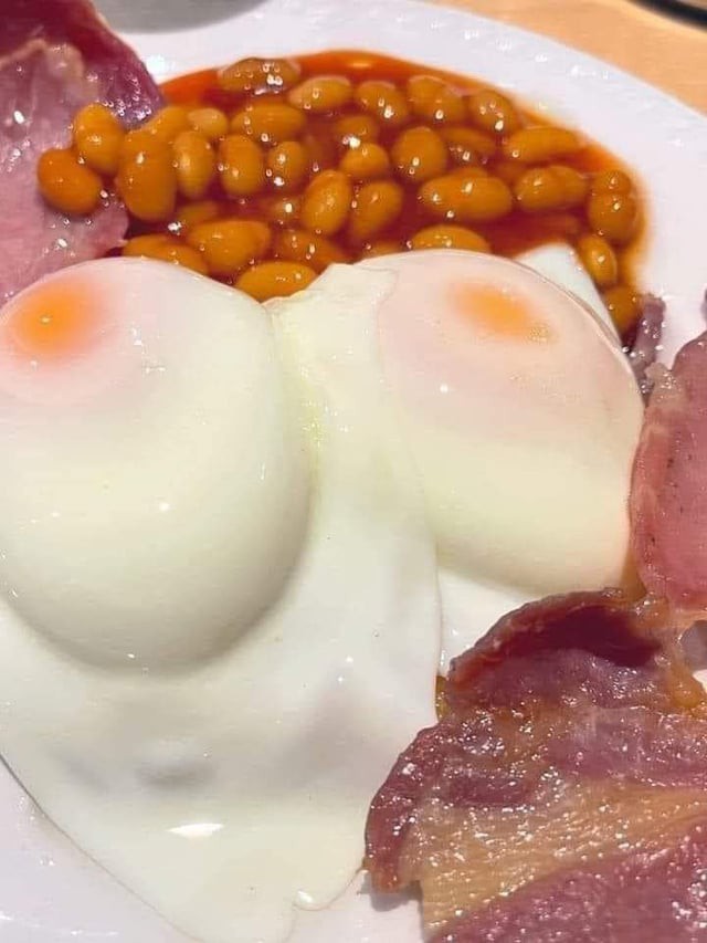 Egg and sausage. Which way round?