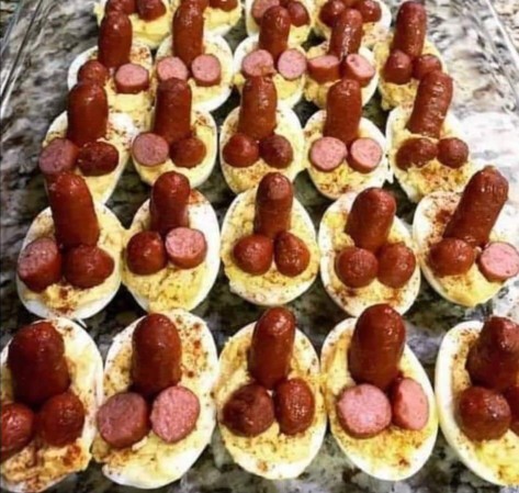 Egg and sausage. Which way round?