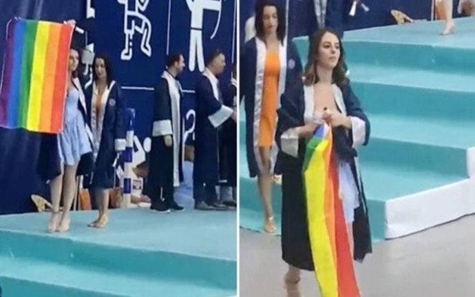 An investigation has been launched against the student who raised the LGBTI flag. Where is the freedom?