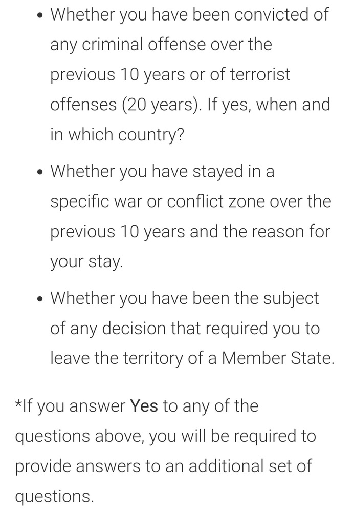 Will you be willing to answer these questions to vacation in Europe? Do you think these are reasonable?