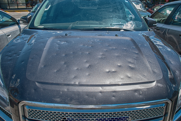 not our car, but a lot of cars were damaged.