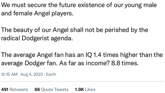Why did the official Twitter page for Angels write this tweet?