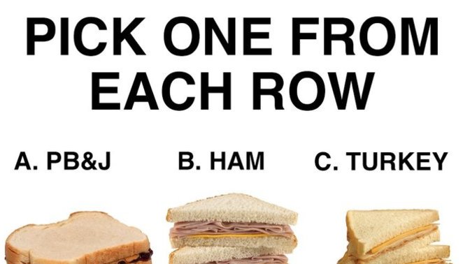 Pick one from each row, LET’S GO?
