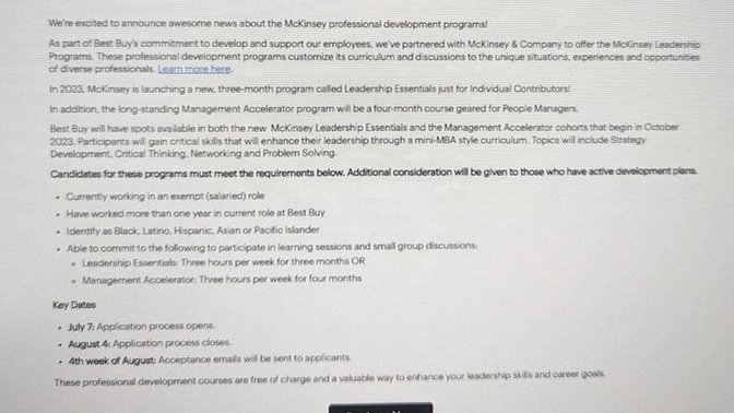Well Best buy just had a bud light moment, They are stating that management positions are not available to people with white skin. What do you think?