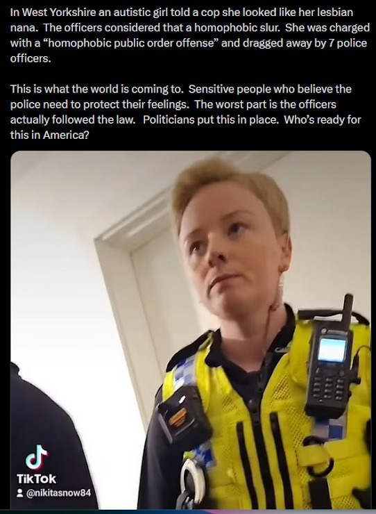 It appears that in the UK, Where the population believes they are better than us Americans, Saying someone looks like a lesbian is criminal, why?