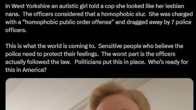 It appears that in the UK, Where the population believes they are better than us Americans, Saying someone looks like a lesbian is criminal, why?
