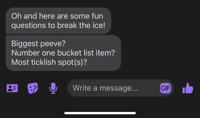 Is it just me or are these odd ice breaker questions to ask on a dating app?