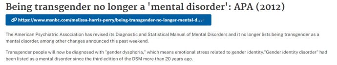 Why do some people still say transgenderism is a mental illness?
