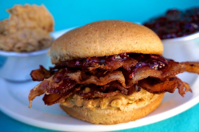 Have you ever tried a PB&J with bacon on it?