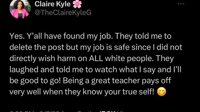 Would you be happy with a racist black Supremacist teaching your kids thats so stupid she posts this crap on Instagram?