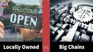 Would you rather shop in locally owned businesses or big corporate chains for essential items like food etc and why?