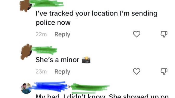 Should I feel bad for the comment I wrote on TikTok? I didn't know she was a minor but now I feel bad?