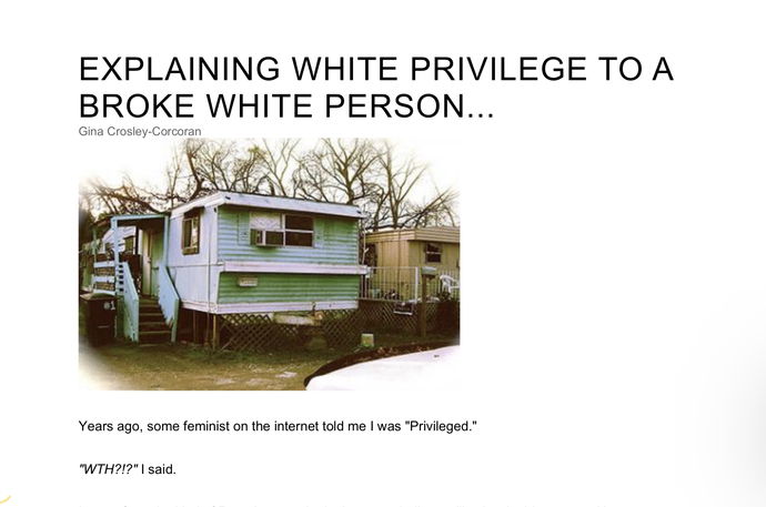 White privilege was being upper class status whilst blacks and migrants were auto-lower class