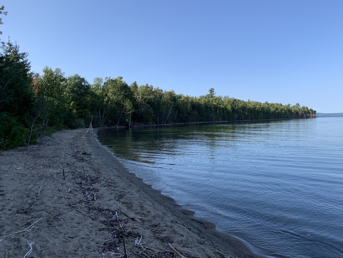 I was camping on this beach doing surveys on this island. The mainland is in the background.