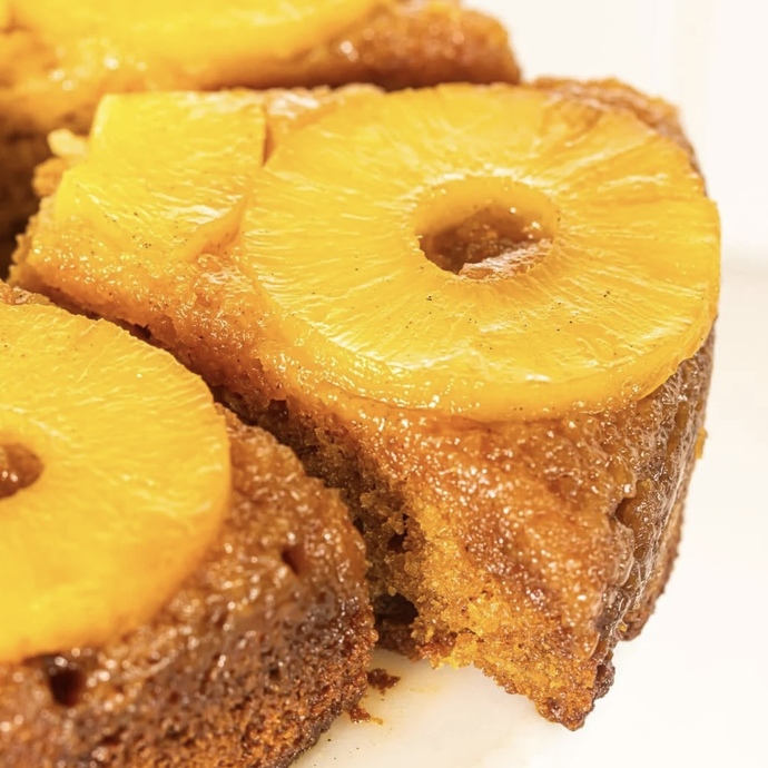 Bourbon infused upside down pineapple cake