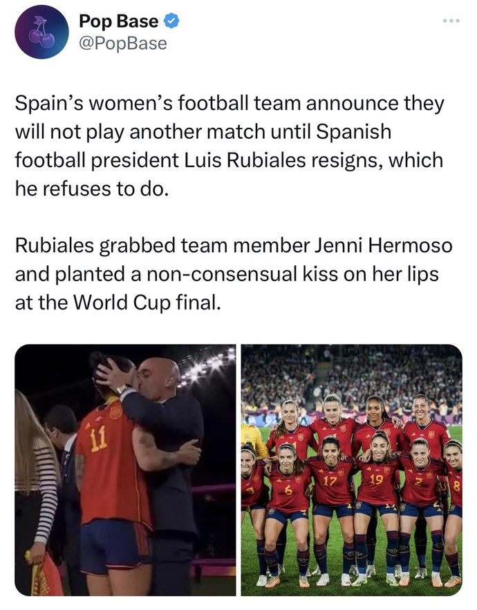 Shouldn't Luis Rubiales step down from being the Spain women's team chief?