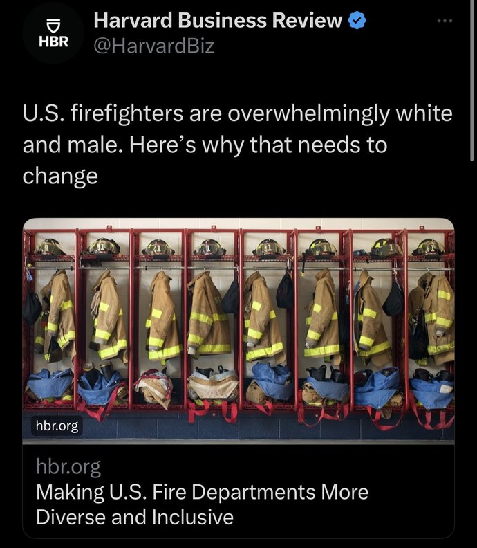 If your house was on fire, would it matter what gender or race the firefighters are?