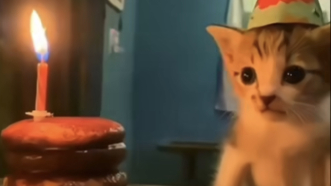What would you do if you saw this cat celebrating its birthday?
