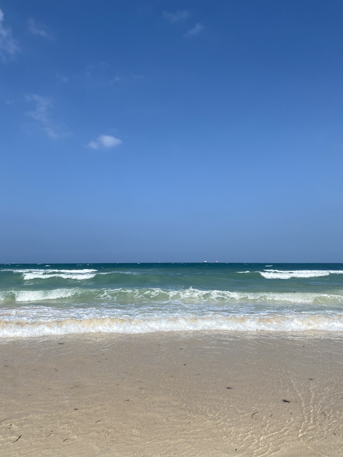 What colour is the sea where you are?