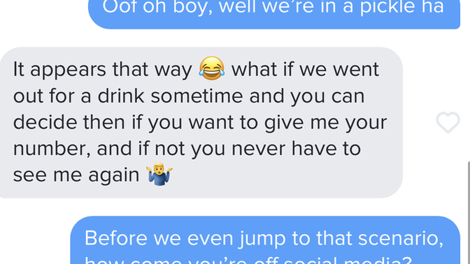 From this conversation alone, would you be weirded out by this guy & stop talking?