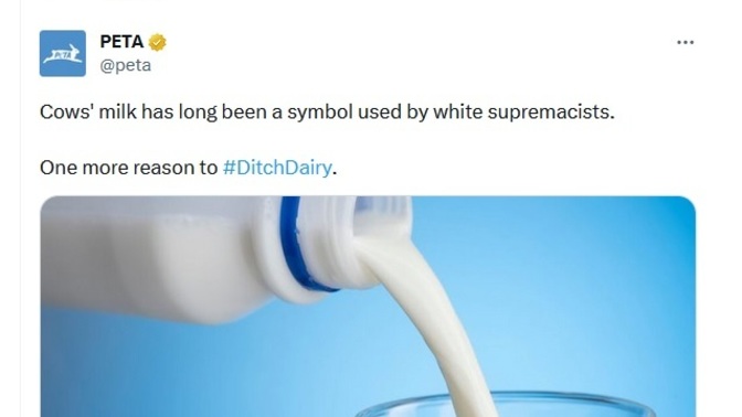 Do you agree with PETA, cow's milk is a symbol of white supremacy?