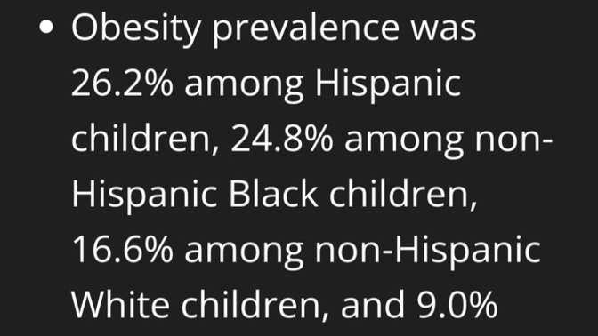 How can we explain the racial trend in child obesity?