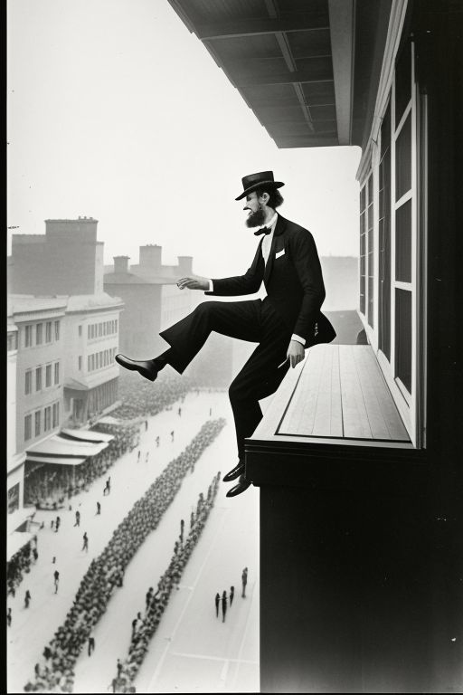 Abe Lincoln falling from a balcony
