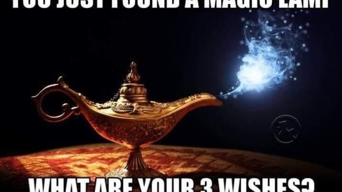 If You Found A Lamp 3 wishes what would it be?