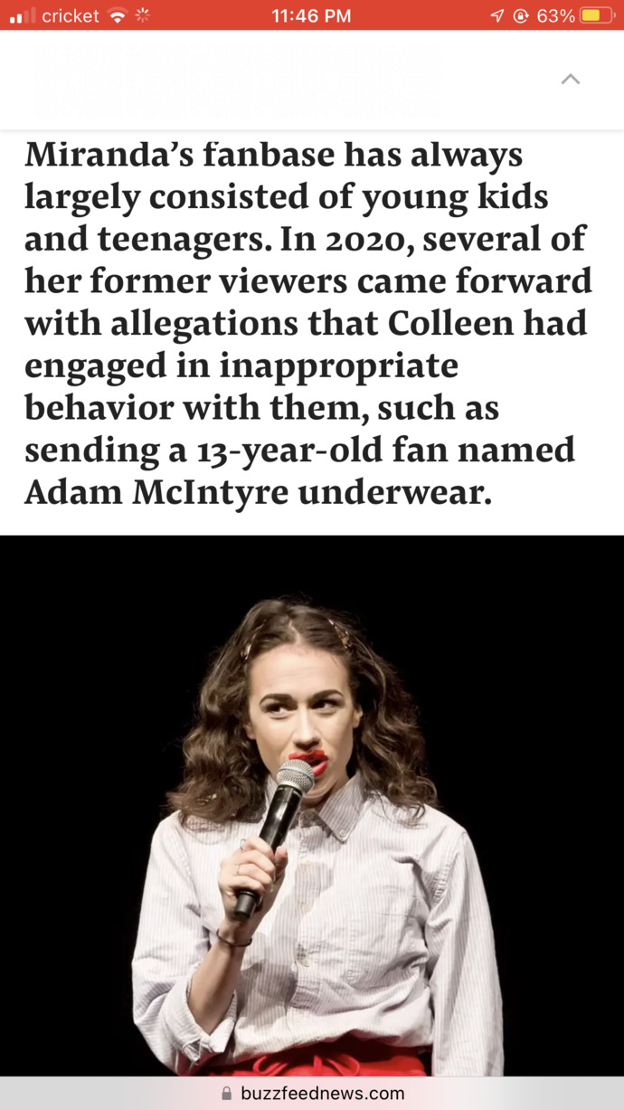 Do you think Colleen Ballinger aka “Miranda Sings” is a pedophile after her allegations?