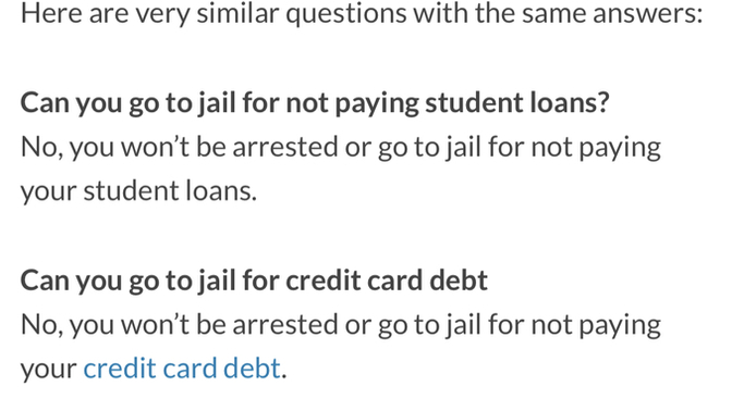 Can u go to jail for not paying debt in Canada?