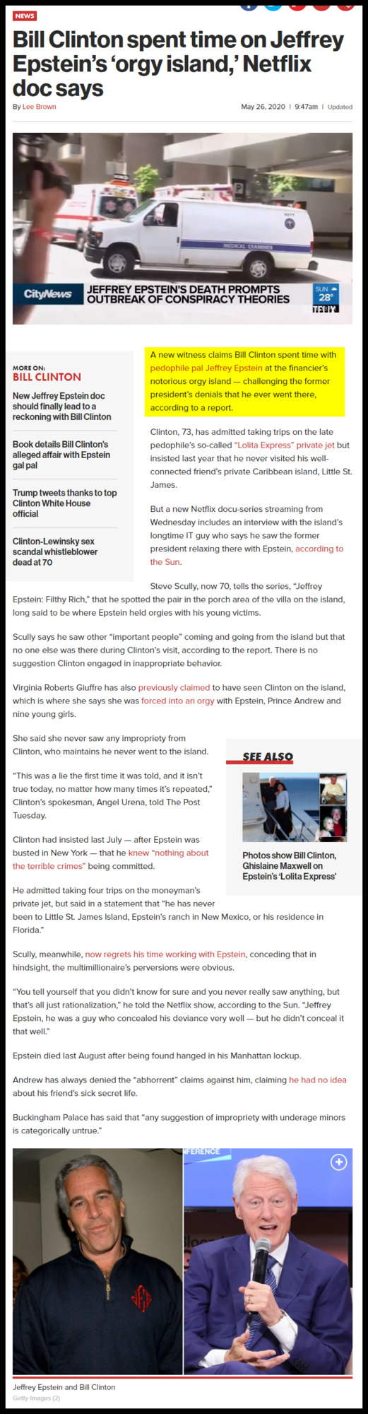 Why did Hillary Clinton go to Jeffrey Epstein to finance remodeling at the white house?