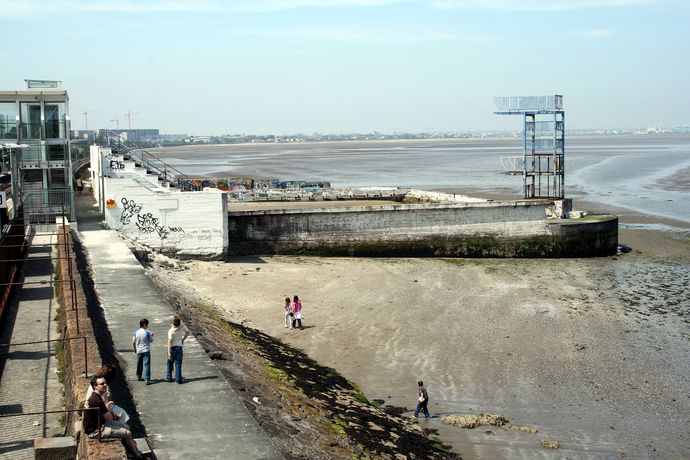 Blackrock baths. Last used 1987 and the diving board is gone now.