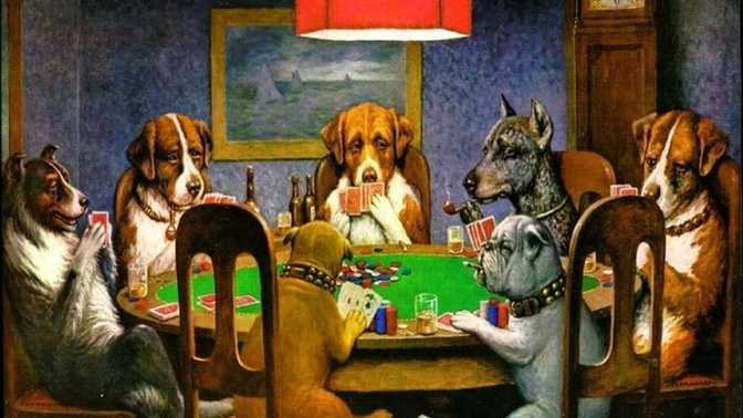 What would YOU think if you actually saw a group of dogs sitting around a table playing poker?
