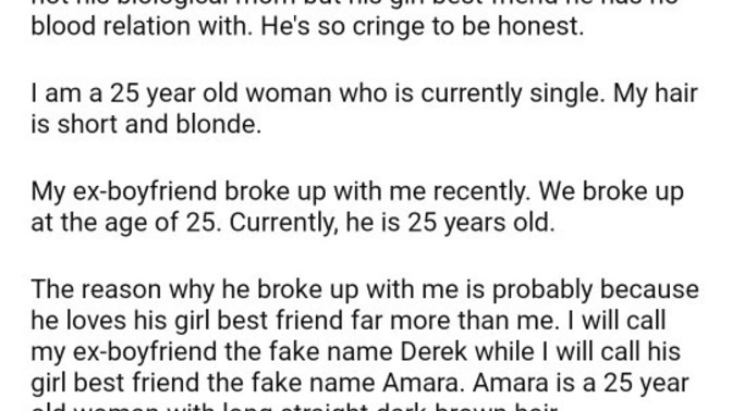 What just happened with this woman and her ex-boyfriend?