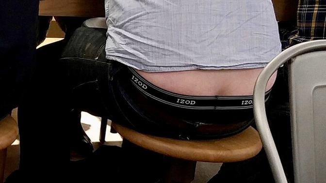 Guys when your underwear is showing (not sagging, just waistband) when seated/crouching is it intentional or accidental? Are you aware?